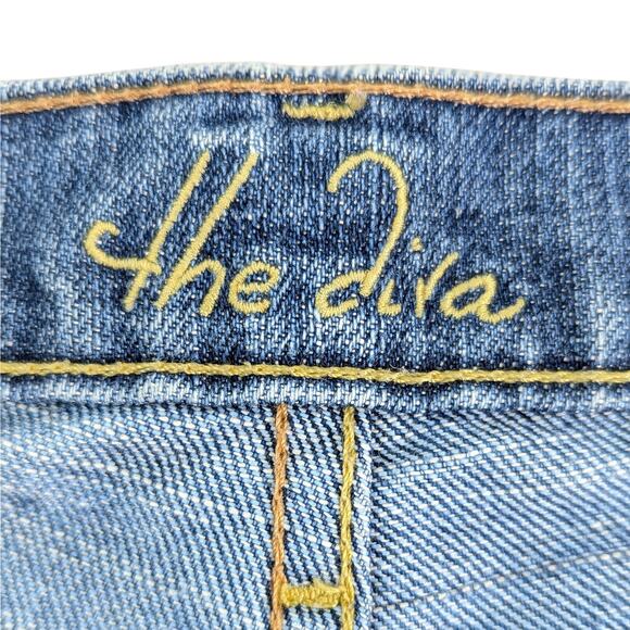 Old Navy The Diva Lowest Rise Bootcut Stretch Denim Jeans Medium Blue 14 Short - Picture 11 of 15